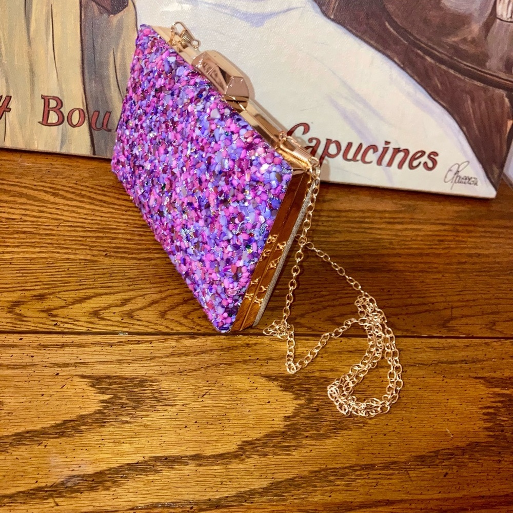 Embellished Crossbody/Clutch NWOT Purples, Pink and Rhinestones   - - Picture 13 of 16
